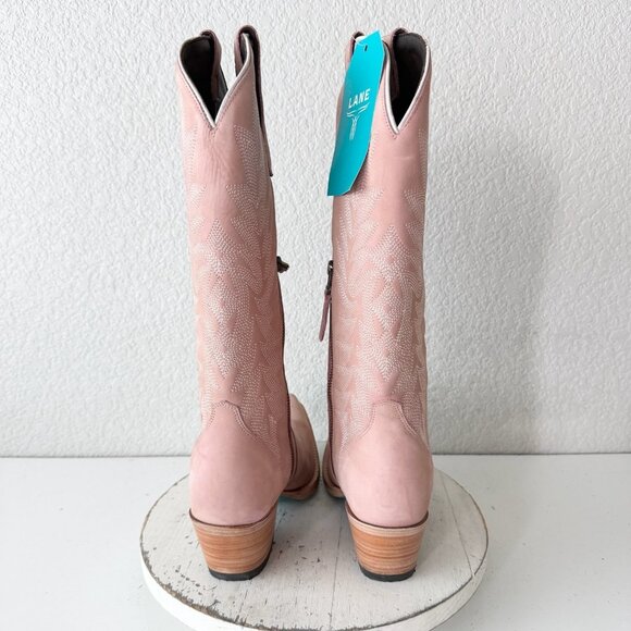 Lane Gallatin Womens Cowboy Boots 8.5 Pink Cowgirl Western Mid Calf Pointed Toe - Picture 3 of 11